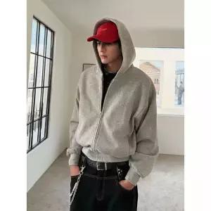 훌리오 회색 가을 빈티지 숏 남자집업가디건 후드집업 카디건 빳빳함 UNO3