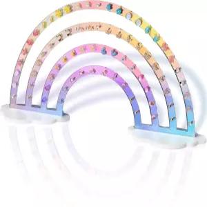 NiHome 무지개빛 귀걸이 보관함 74개 구멍 귀 스터드 주얼리 진열대 소녀/여성용 정리대 - 투명 아크릴