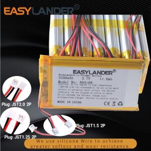 실리콘 와이어 804169 3.7V 3200mAh 리튬 폴리머 배터리 JST2.0 2P JST1.25 2p