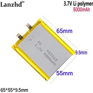 3.7V 리튬 폴리머 배터리 955565 5000mAh 55x60x9.5mm 보조베터리 블루투스 스피커 태블릿 DVD 에어컨