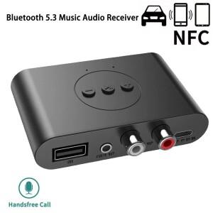 블루투스 5.3 오디오 수신기 NFC U 디스크 3.5mm AUX RCA USB 스테레오 음악 무선 어댑터 (TV PC 차량용 스