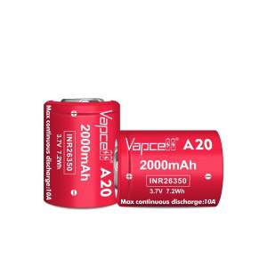 Vapcell 손전등 도구용 충전식 리튬 이온 배터리 호환 26350 2000mah 10A A20 3.7V