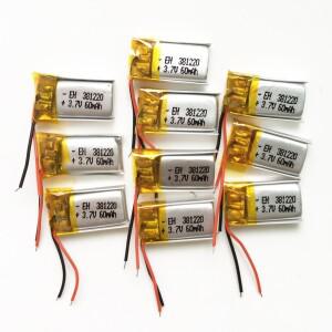 10개 3.7V 60mAh 381220 리튬 폴리머 LiPo 충전식 배터리 비디오 펜 GPS PSP 블루투스 헤드셋 이어폰