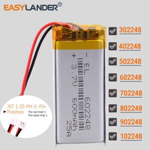 JST MX1.25mm 2핀 3.7V 300~1200mAh 리튬 이온 폴리머 배터리 302248