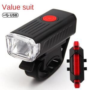 자전거 라이트 세트 테일 라이트가있는 전면 USB LED 충전식 방수 헤드 액세서리