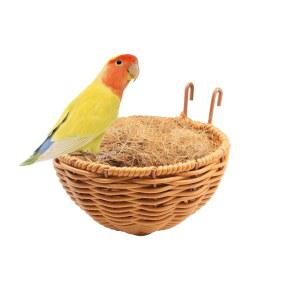 코코넛 섬유가 잉꼬 침대 있는 핀치를 버디 번식 갈고리가 부드러운 위한 사랑새 갈색 하오글루디 카나리아 둥지 따뜻한 오두막 라탄 앵무새
