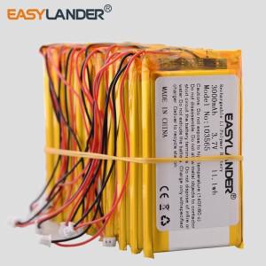 5개/세트 JST1.25 2P 실리콘 와이어 103565 3.7V 3000mAh 리튬 폴리머 배터리 미유 미니 소형 플러스 게임