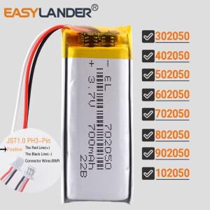 JST 1.0mm 3핀 3.7V 700mAh 702050 리튬 폴리머 충전식 배터리
