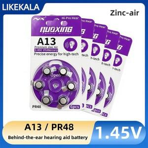 LIKEKALA 60개입 보청기 배터리 A13 13A PR48 1.45V 아연 공기 CIC BTE 소리 증폭기