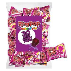 링 팝 퍼플 이스터 캔디 롤리팝, 베리 펀치 맛으로 개별 포장된 30Ct 벌크, 풀 사이즈, 생일 파티를 위한