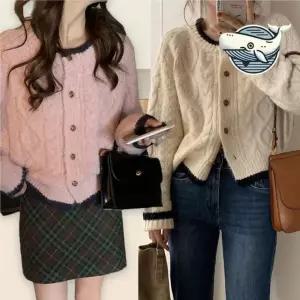 니트 가디건 여성용 봄가을 패셔너블 단추가디건 간절기가디건 봄가디건 사무실가디건 여자
