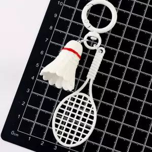 패션소품 키홀더 배드민턴 셔틀콕 라켓 키링 화이트 스포츠 동호회 선물 1개