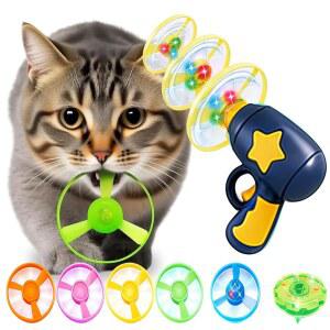 디아멜레오 대나무 잠자리 캣펄트, 인터랙티브 고양이 장난감 & 야외 플라잉 접시 블래스터, 비발광 프리