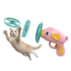 트리넬리스 고양이 플라잉 디스크 런처 장난감 - 11개의 프로펠러(LED 3개)와 1개의 빛나는 탑을 가진 귀여