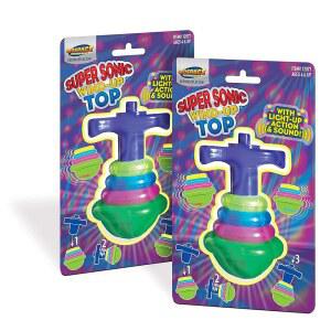 지오스페이스 슈퍼 소닉 윈드업 스피닝 탑과 빛과 소리 (2팩)