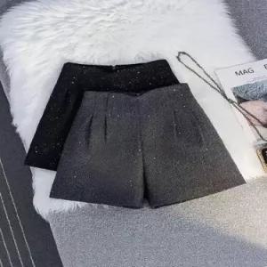 여자 바지 모직 가을 동계 A라인 아이템 아우터에 매치한 부츠 부츠를 트렌디 스팽글 반바지 하이웨스트 HT