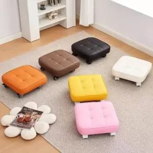 달린 바퀴 휠 의자 낮은 페블  쿠션 이동식 스툴 사각 보조 미니