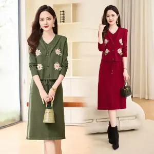 여성용 니트 원피스 가을 러블리 정장세트 드레스 세트 DUCHI3