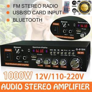 AK35G919H 1000W 가정용 자동차 전력 증폭기 2 채널 블루투스 서라운드 사운드 FM USB 원격 제어 미니 HIFI