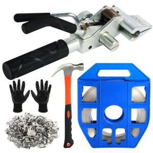 304 스테인리스 스틸 포장 기계 키트 3/4인치 x 100피트 밴딩 코일, 이어 록트 버클 100개, 스트랩 텐셔너 1개, 해머 장갑 1쌍 포함 LOCXVE