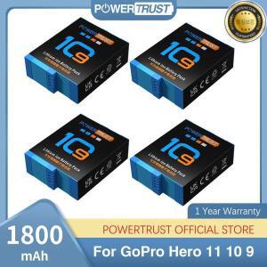PowerTrust 보관함 포함 블랙 카메라 배터리 GoPro Hero 10 3.85V 1800mAh