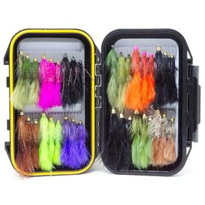 24/36/50/66 프리미엄 손 묶기 플라이 낚시 모음 | 방수 박스 건조, 습윤, 님프, 스트리머, 울리 버거스, 지형 송어, 베이스 루어 세트, 키트, 선물