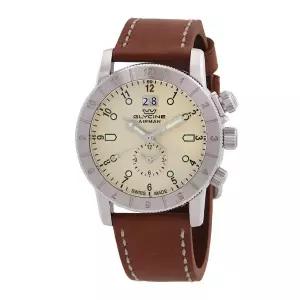 글라이신 에어맨 GMT 흰색 다이얼 남성 가죽 시계 881261