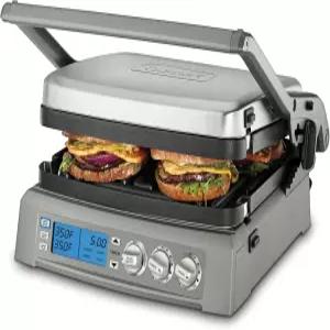 쿠시나트 6-in-1 엘리트 그리들러 전기 그릴 그리들 탑 멜트 500°F 온도 검색 기능 LCD 화면 식기세척기