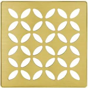 통합 본딩 플랜지가 있는 슐루터 케르디-드레인 플로럴 샤워 그레이트 키트 - 타일 이상적 스테인리스 스틸