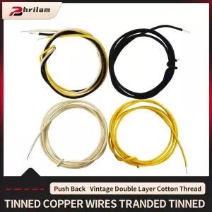 호환  천으로 덮인 왁스 처리된 빈티지 스타일 푸시백 기타 와이어흰색검은색노란색 일렉트릭 기타 업그레