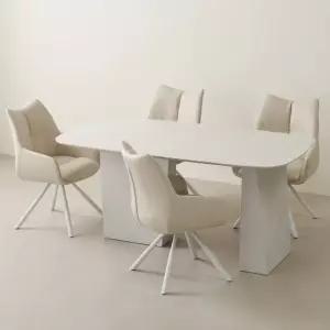 스코나 라벨라 포세린 세라믹 4인 식탁세트(회전 의자 4개)