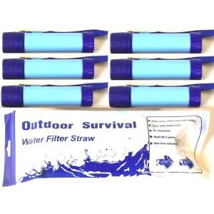 하이킹 캠핑 사냥 여행 야외 비상 정수기 생존을 위한 6팩 여과기 빨대 휴대용
