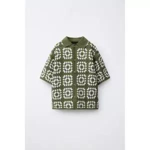 국내배송 ZARA 자라 주니어 키즈 크로셰 니트 셔츠 초록 5536662500 1894264