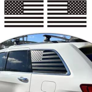 지중 사이드 윈도우 자동차 SUV 트럭용 미국 국기 스티커 유니버설 매트 블랙 비닐 무료 설치 도구 한 쌍