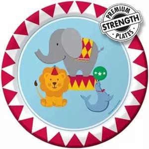 8개들이 원형 종이 디저트 접시 서커스 타임