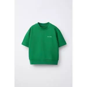 국내배송 ZARA 자라 주니어 키즈 엠보스드 텍스트 반소매 스웨트셔츠 초록 1880667500 1894394