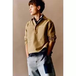 국내배송 ZARA 자라 주니어 키즈 버튼 오버셔츠 황갈색 7446671183 1894253