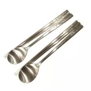 가야 놋수저 세트 국화 숟가락 젓가락 예단 유기수저 2인 세트