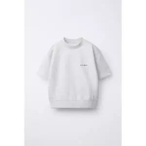 국내배송 ZARA 자라 주니어 키즈 엠보스드 텍스트 반소매 스웨트셔츠 그레이 1880667803 1894392