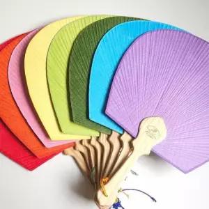 원형부채 무지 한지 8색 원형 종이부채 나무부채 매듭부채