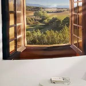 실내장식 벽면 자연풍경 창문 디자인 패브릭 포스터 130×150 가정용 거실