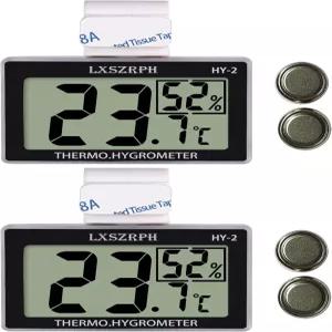 정확한 파충류 체온계 습도계 2팩 C/°F 스위치가 장착된 자가 접착식 디지털 온도 테라리움 비바리움 수염