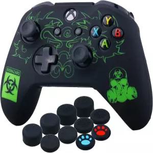 YoRHa 카빙 실리콘 커버 스킨 케이스 Xbox One X 컨트롤러 x 1 BH 엄지 그립 포함 10