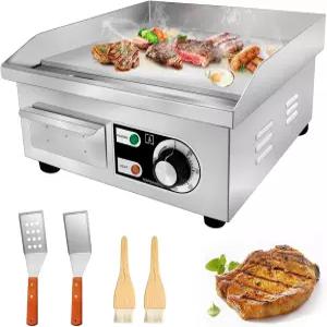 ExGizmo 14인치 상업용 전기 그릴 조리대 플랫 탑 110V 1500W 논스틱 레스토랑 테판야키 스테인리스 조절