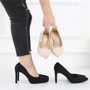 여성 구두 가보시 오피스 하객 발편한 스틸레토 스웨이드 벨벳 블랙 킬힐 뾰족코 펌프스