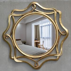 빈티지 골드 욕실 거울 아메리칸 컨트리 스타일 벽걸이 현관 장식용 원형 화장