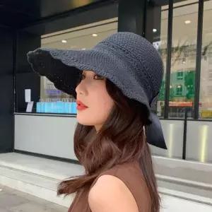 돌돌이모자 리본 돌돌이 썬캡 블랙