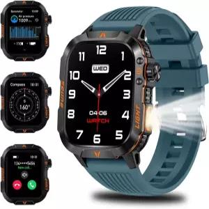 QTLLBT 스마트워치 LED 손전등 기압계 고도계 컴퍼스 2.01HD 피트니스 트래커 페도미터 여러 개의 시계