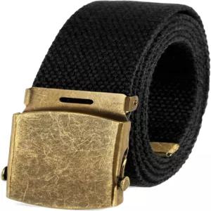 BC 벨트 캔버스 웹 군사 스타일 앤티크 황동 버클과 팁 54인치 길이 - 남성용에 맞게 조절 가능한 컷