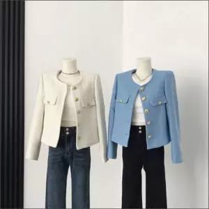트위드자켓 봄 노카라 골드단추 여자 하객룩 아우터 가을 데이트룩 여성자켓 봄자켓